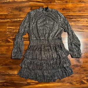 Champagne metallic ruffle dress